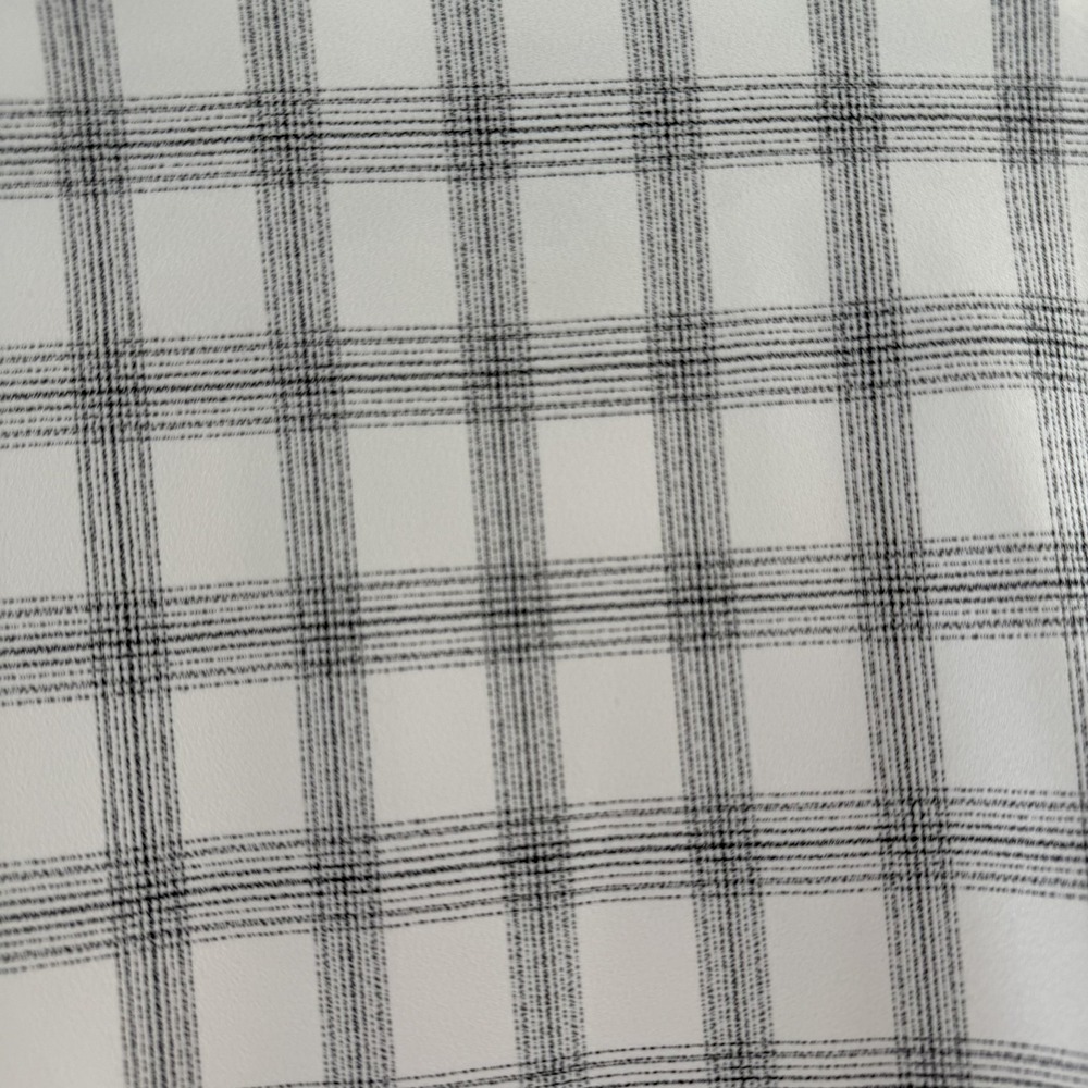 Carolina Belle Coat Womens Medium White Plaid Crepe Open Front Overcoat Minimal - Picture 10 of 16
